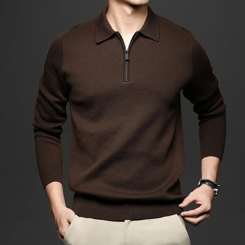 Warmer und kuscheliger Herren Pullover aus Wollmischung mit halbem Reißverschluss mit ultimativem Komfort und modernem Stil | Thijmen