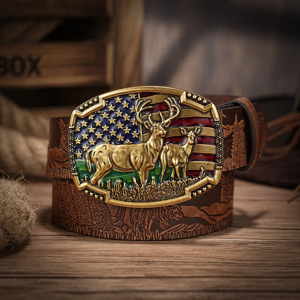 Herrengürtel | Western Style | Veganes Leder & robuste Schnalle | Vielseitiges Design
