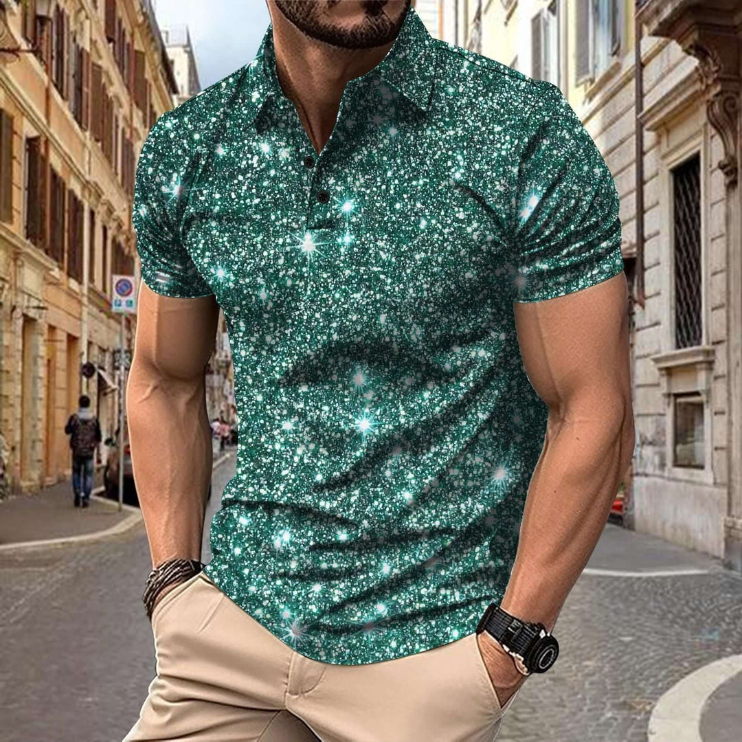 Herren-Poloshirt | Digitaler Sternendruck | Streetstyle & Sommerlook | Polyester