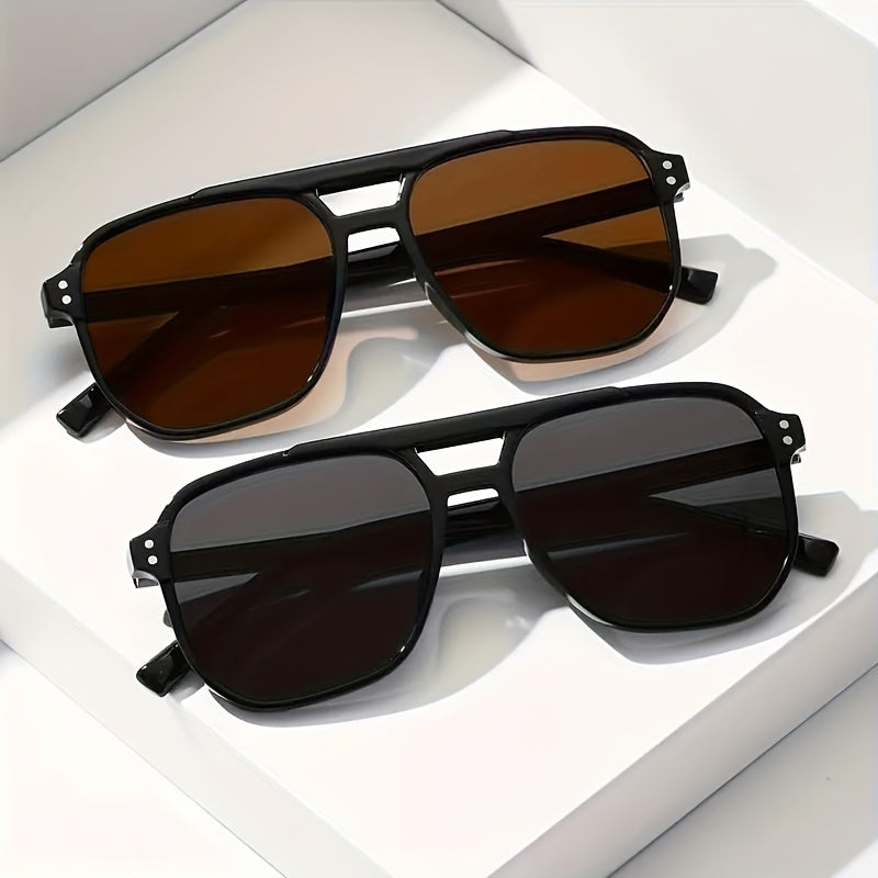 Herren-Sonnenbrille | Doppelter Steg & Sportliches Design | Entspiegelte Gläser | 2er-Set