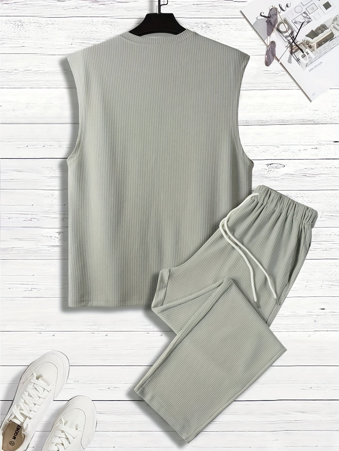 Herrenset | Ärmelloses Tank Top & Hose mit Kordelzug | Lässige Sommerbekleidung