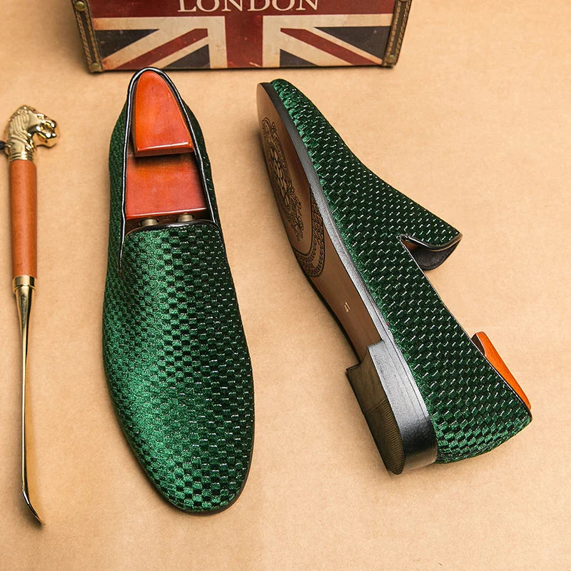 Herren Loafers | Gewebter Samt | Handgefertigt & Bequem | Anzugschuh