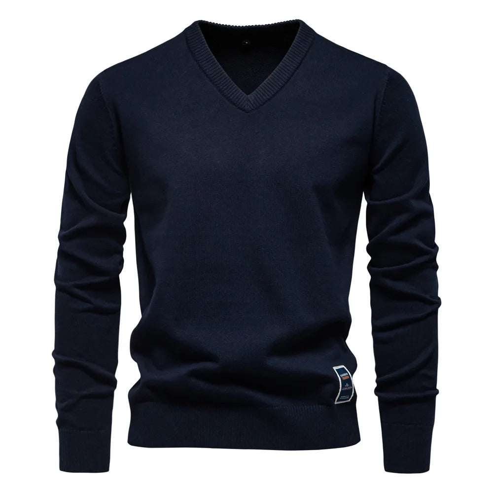 Herren - Klassischer V-Ausschnitt Pullover - Weiches Strickmaterial - Eleganten Tragekomfort
