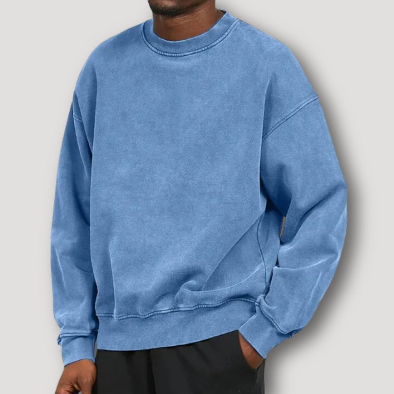 Vintage-inspirierter Relaxed Fit Pullover mit Rundhalsausschnitt und langen Ärmeln für Männer | Timo
