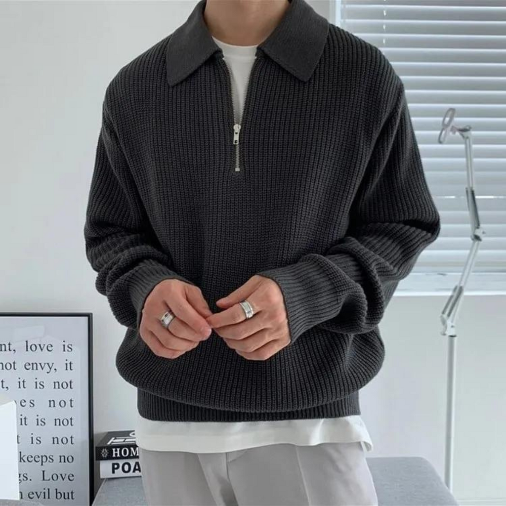Eleganter Half-Zip-Winterpullover für Männer mit raffiniertem Stil und zeitloser Wärme | Ezra