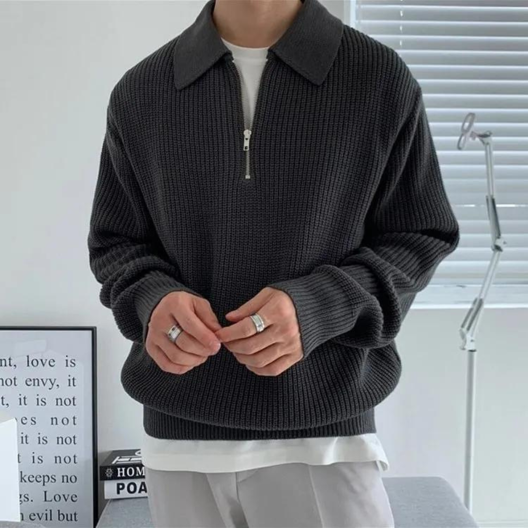 Eleganter Half-Zip-Winterpullover für Männer mit raffiniertem Stil und zeitloser Wärme | Ezra