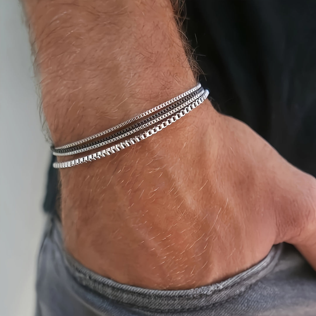 Herrenarmband-Set | 4-teilig aus Edelstahl | Vintage & Tough