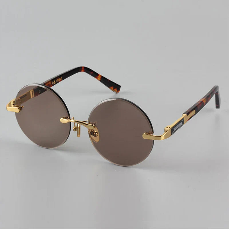 Herren-Sonnenbrille | Goldmetallic-Rahmen & Kristallgläser | UV-Schutz | Acetat-Beine