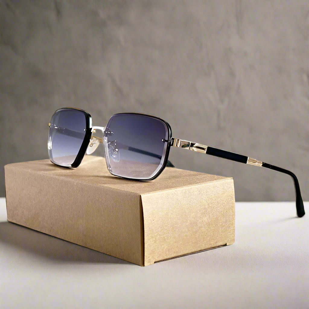 Sonnenbrille | Elegantes quadratisches Design | UV400 & Antireflexion | Metallrahmen