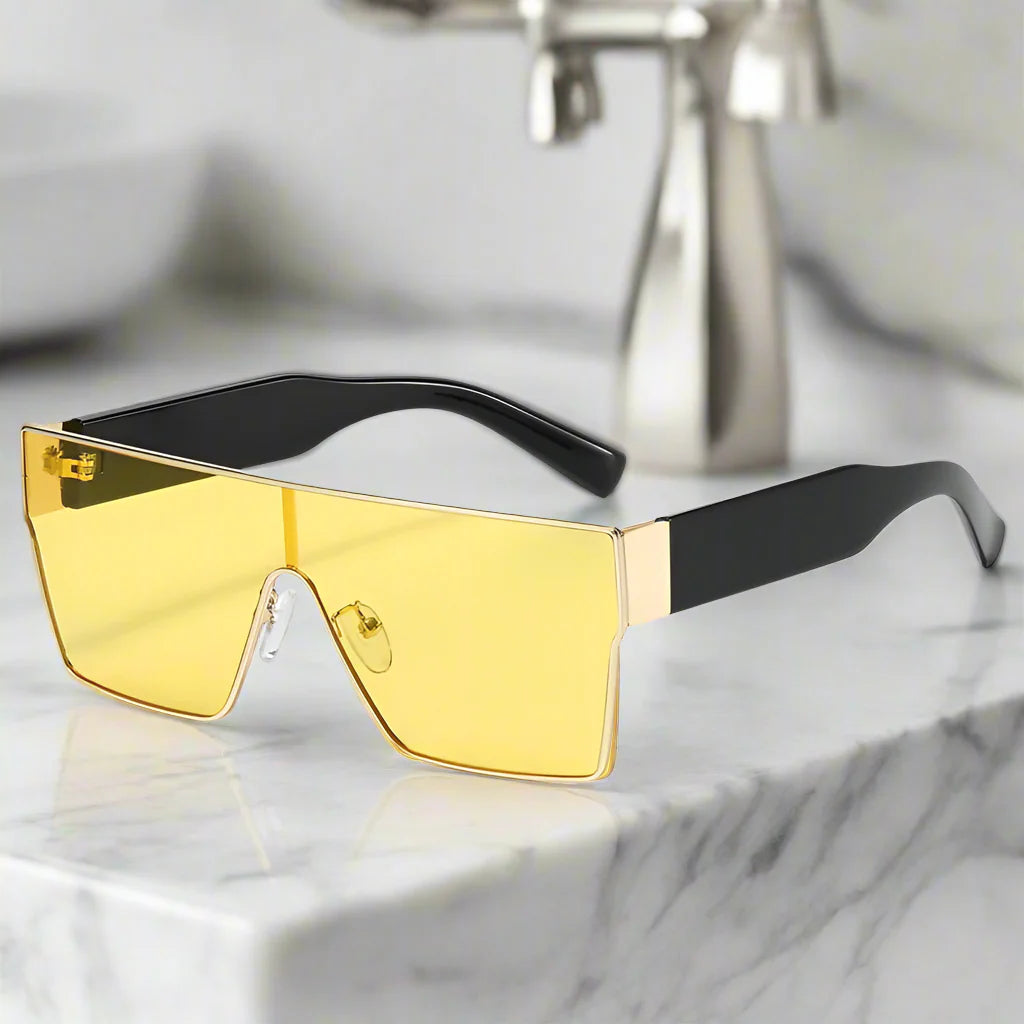 Herren-Sonnenbrille | Übergroßes Schild-Design | UV400 & Kratzfest | Leicht & Stabil