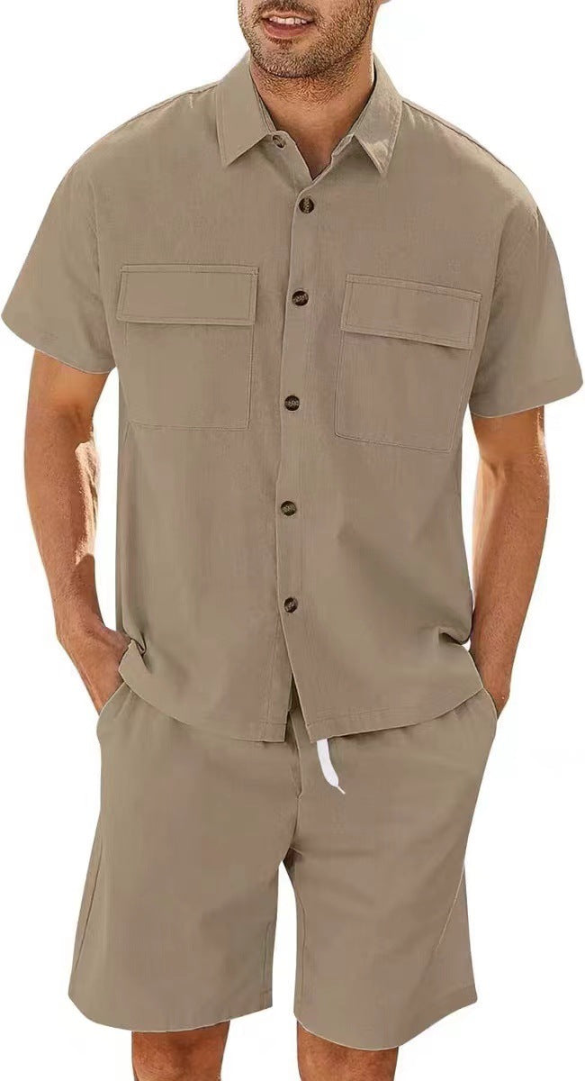 Herren-Set | Rippengewebe & Cargo-Details | Leicht & atmungsaktiv | Streetwear-Sommerlook