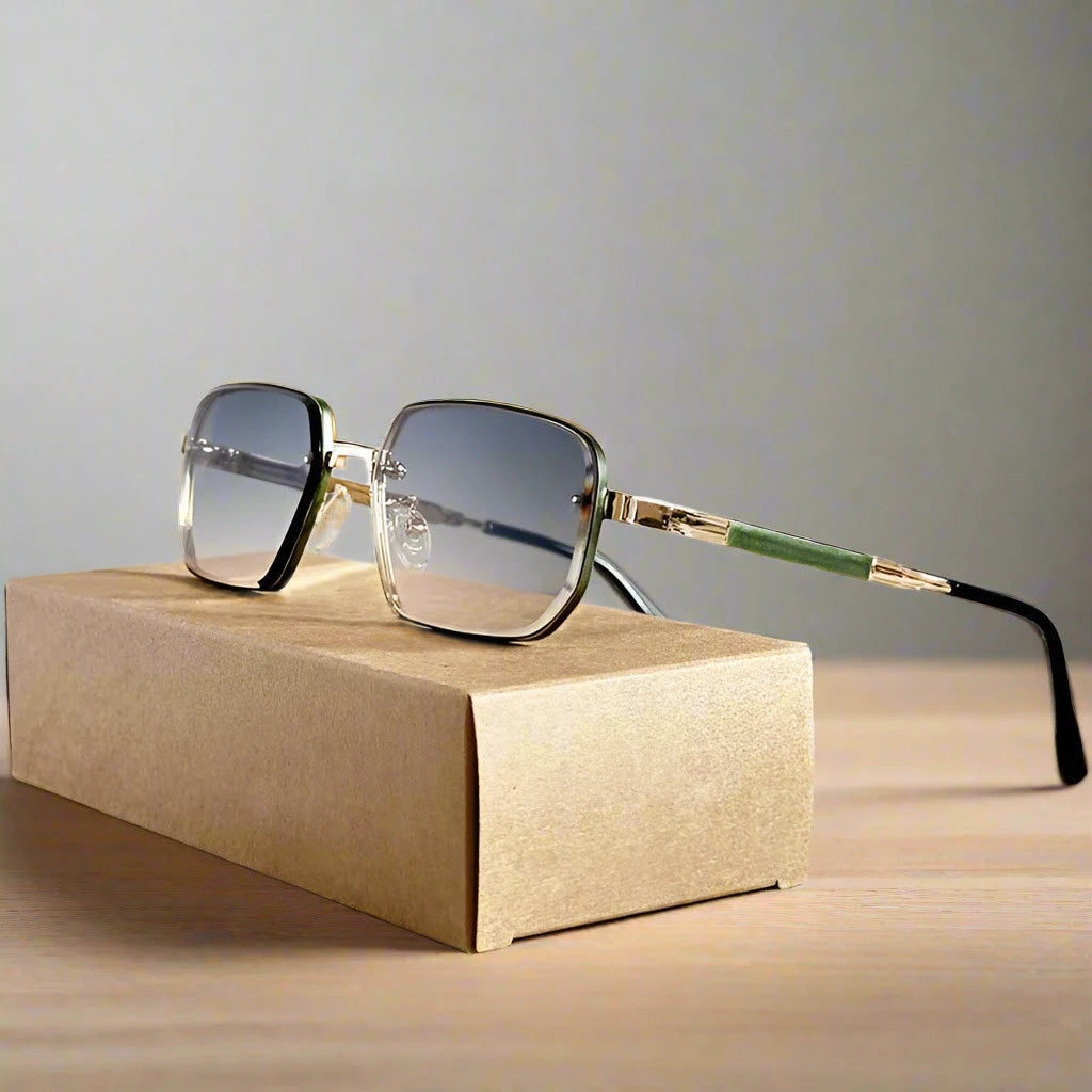 Sonnenbrille | Elegantes quadratisches Design | UV400 & Antireflexion | Metallrahmen