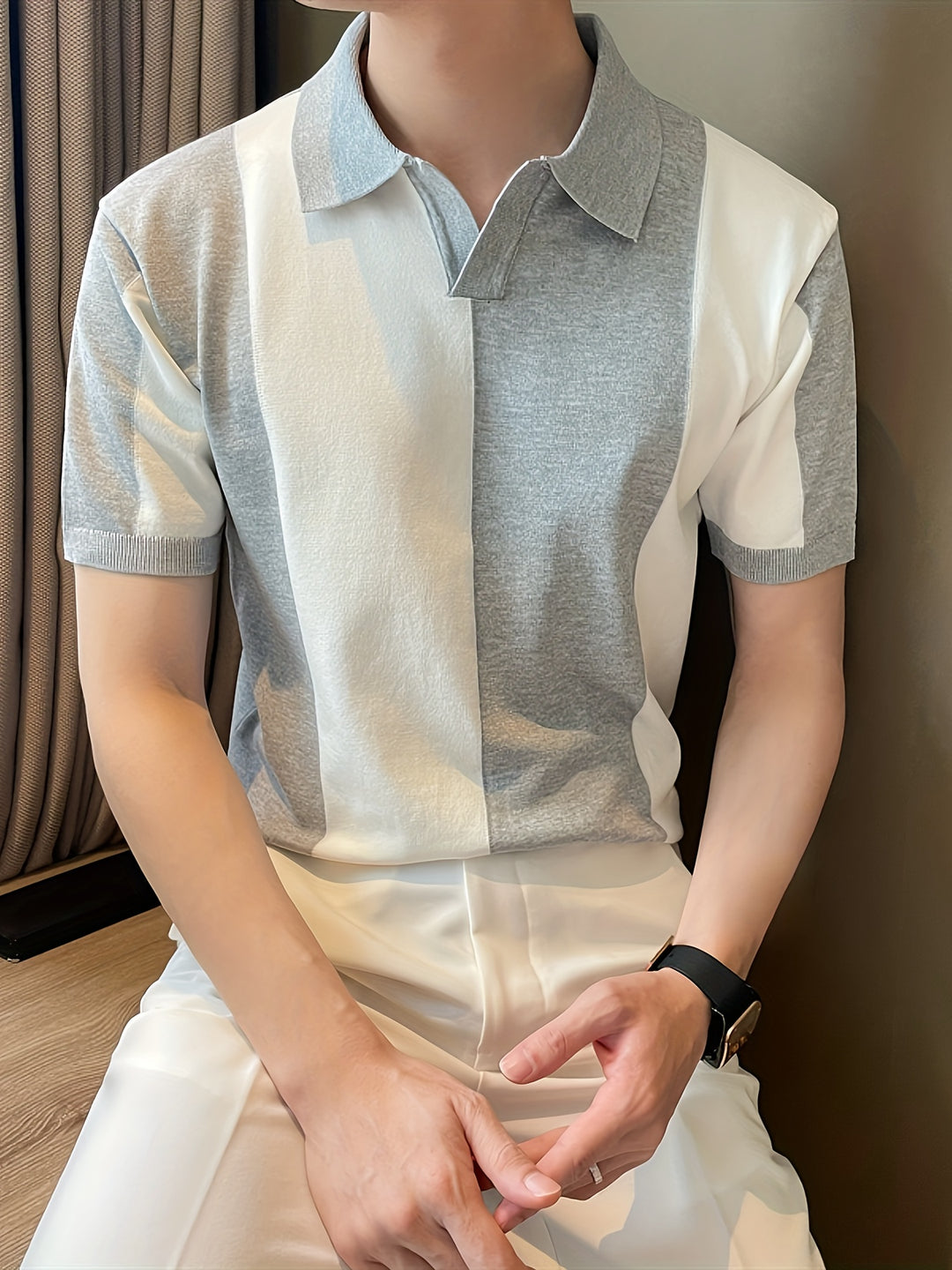 Stylisches Herren-Farbblock-Poloshirt mit atmungsaktivem Komfort und sportlicher Eleganz | Olivier