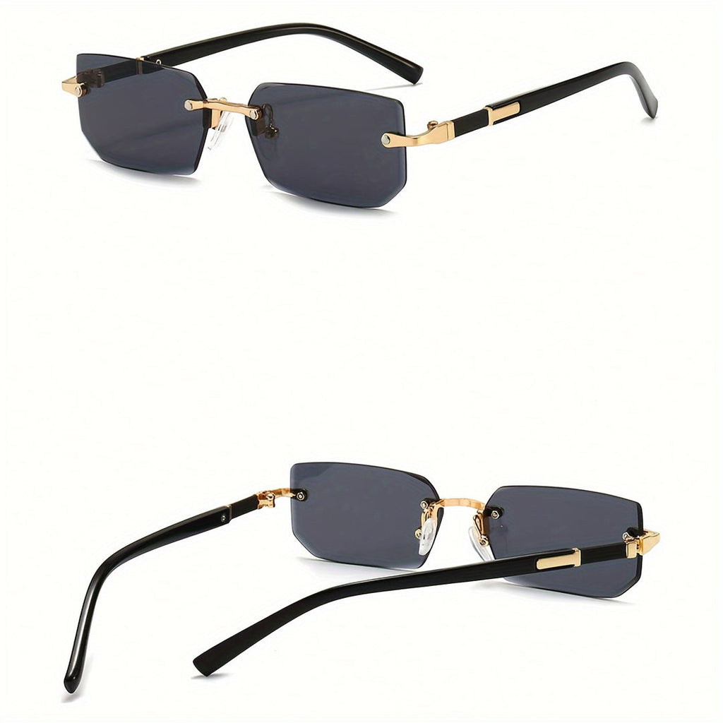 Quadratische rahmenlose Vintage-Brille für Herren mit Edelstahlrahmen und PC-Gläsern | Oliver