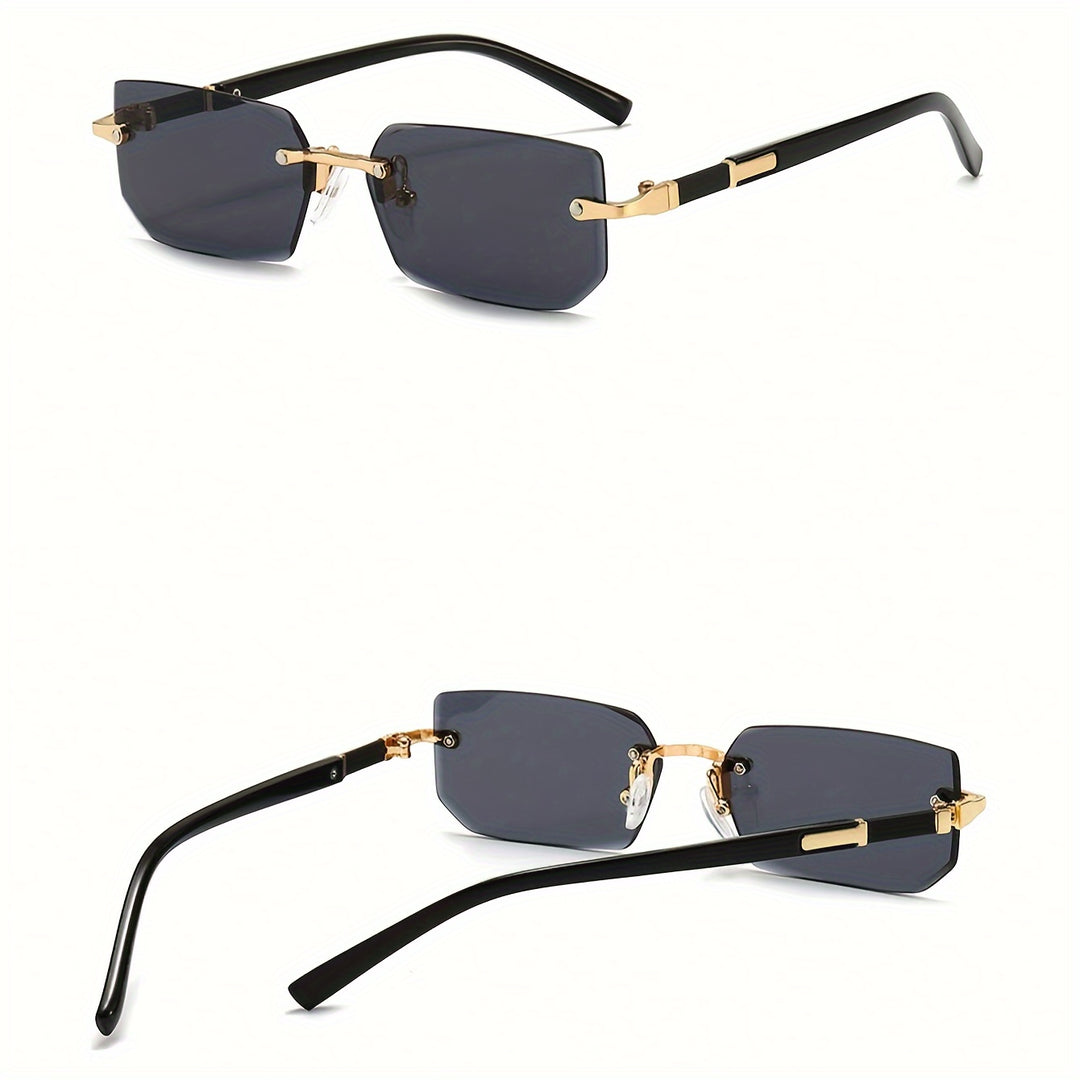 Quadratische rahmenlose Vintage-Brille für Herren mit Edelstahlrahmen und PC-Gläsern | Oliver