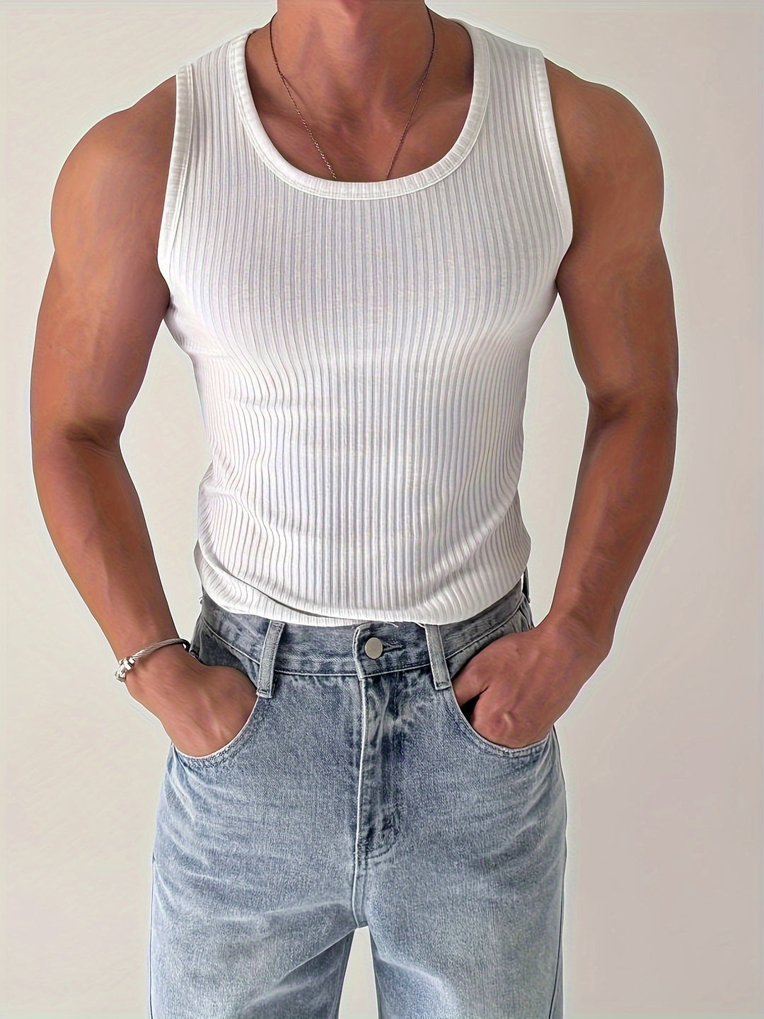 Herren Tanktop | Rippengewebe & ärmellos | Atmungsaktiv & Stretch | Für Fitness & Running Sommer