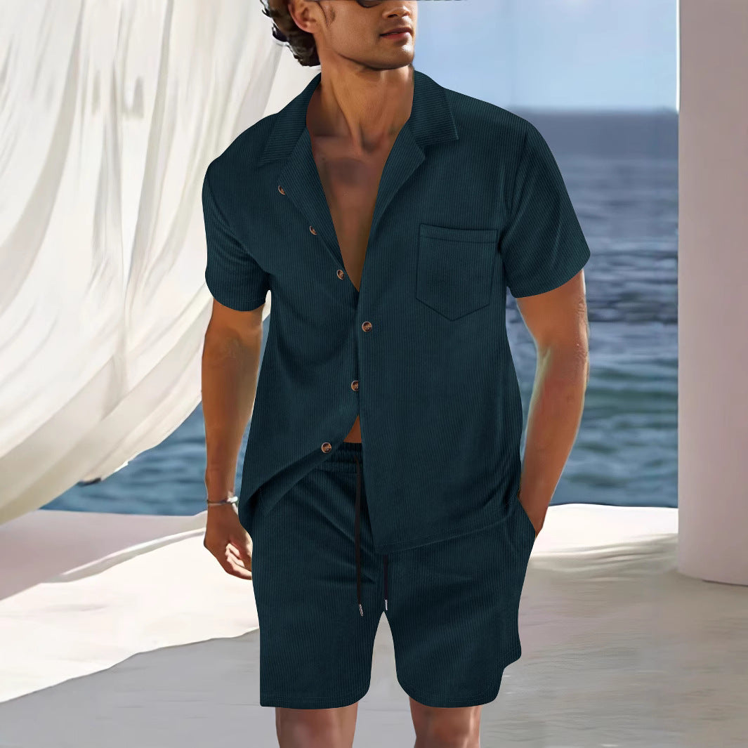 Herren-Sommer-Set | Leinenoptik | Hemd & Shorts | Atmungsaktiv & strandtauglich