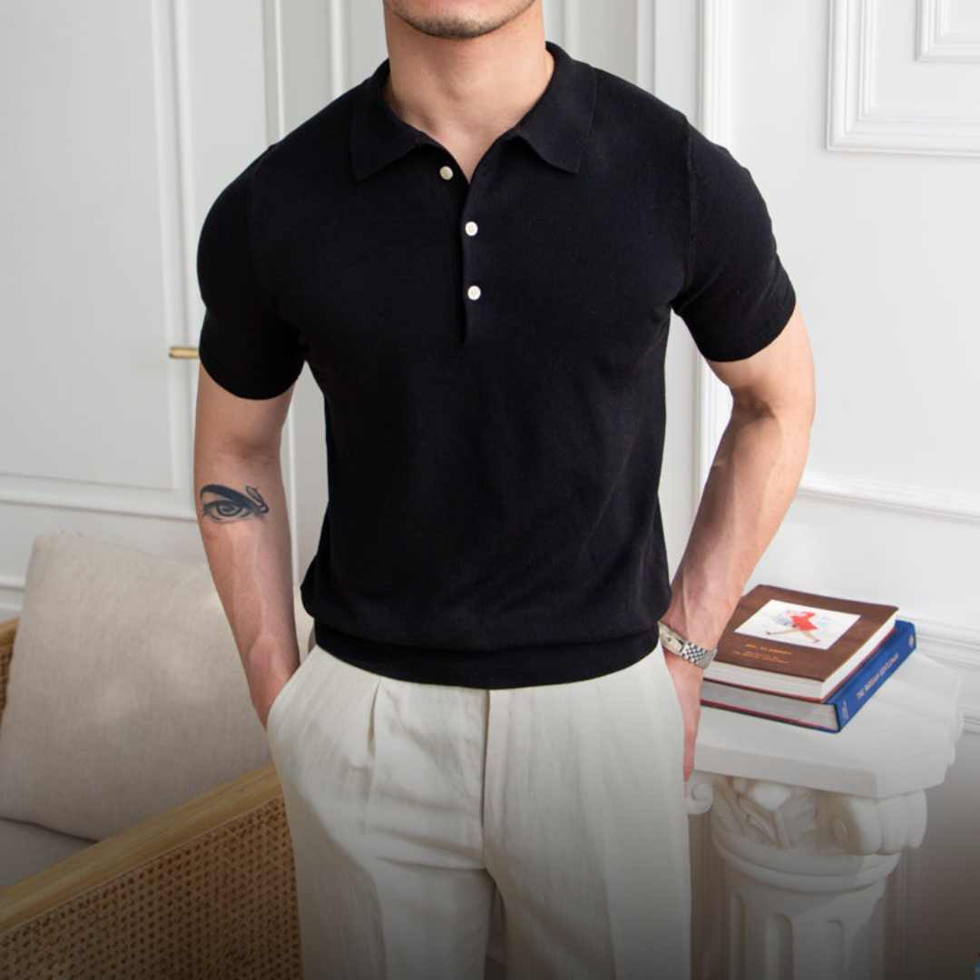 Herren-Poloshirt | Unifarben & Slim Fit | Atmungsaktives Strickmaterial | Lässiger Sommerlook
