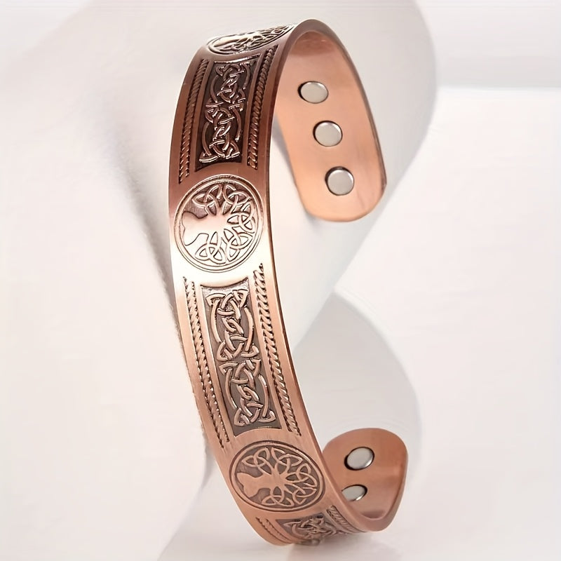 Herrenarmband | Lebensbaum-Design & magnetisch | Verstellbar & symbolisch | Bronze-Zinklegierung