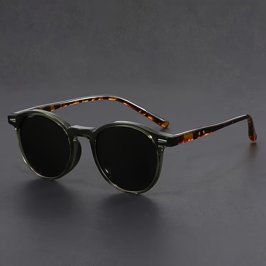 Herren-Sonnenbrille | Leichtes rundes Gestell | Retro-Schildpatt-Design | Streetstyle & Casual