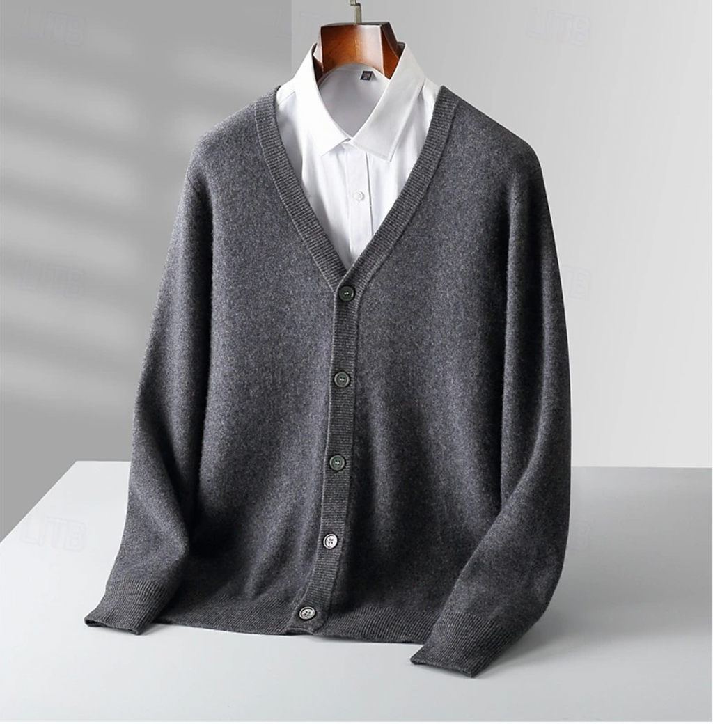 Elegante und klassische Herren-Wollstrickjacke mit Knopfverschluss und vielseitigem Komfort | Victor