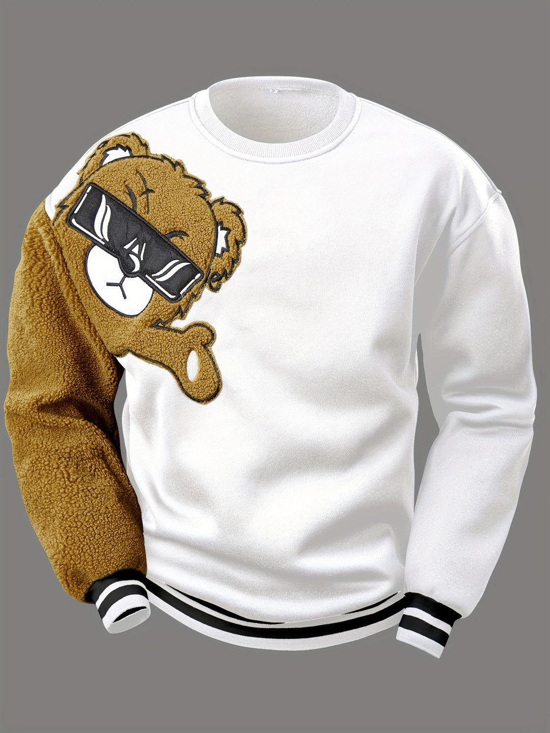 Herren Pullover | Teddybär Design | Lose Passform | Rundhalsausschnitt & lange Ärmel