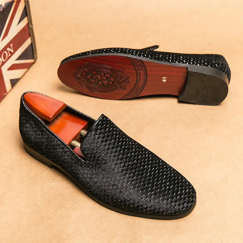 Herren Loafers | Gewebter Samt | Handgefertigt & Bequem | Anzugschuh