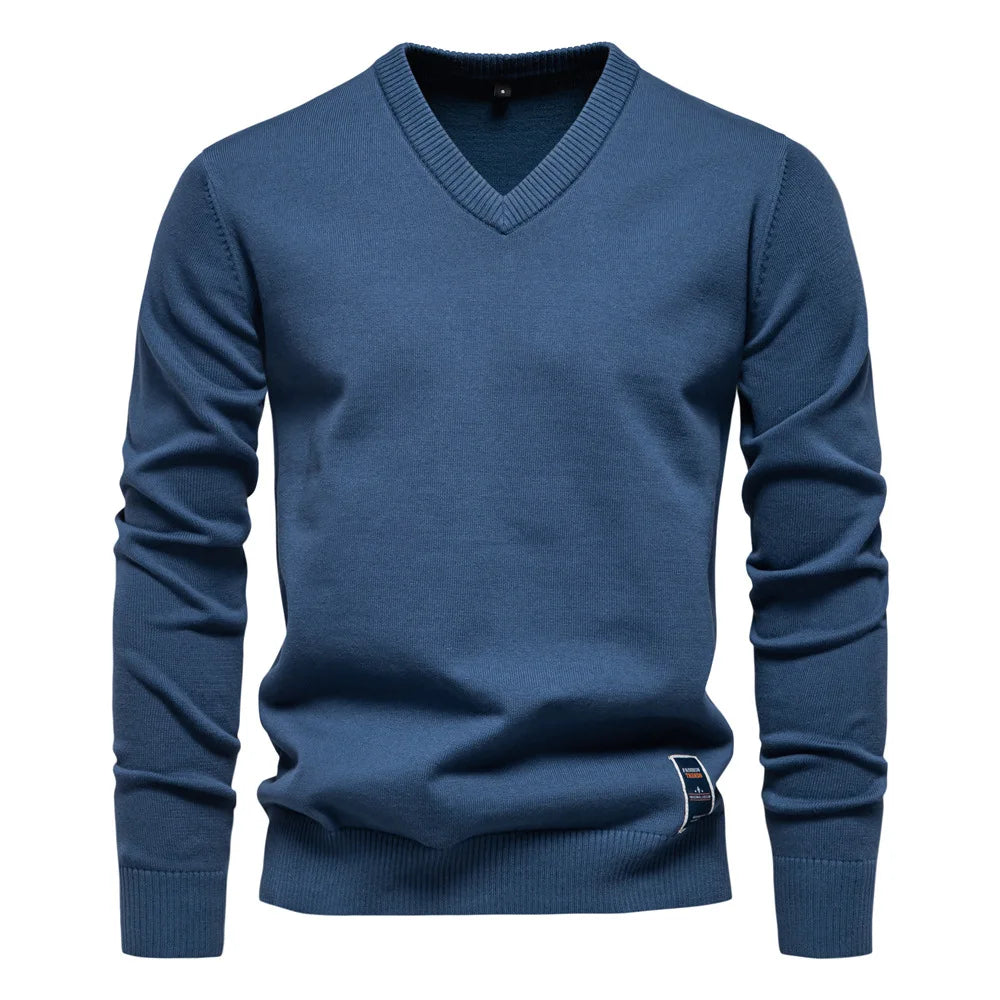 Herren - Klassischer V-Ausschnitt Pullover - Weiches Strickmaterial - Eleganten Tragekomfort