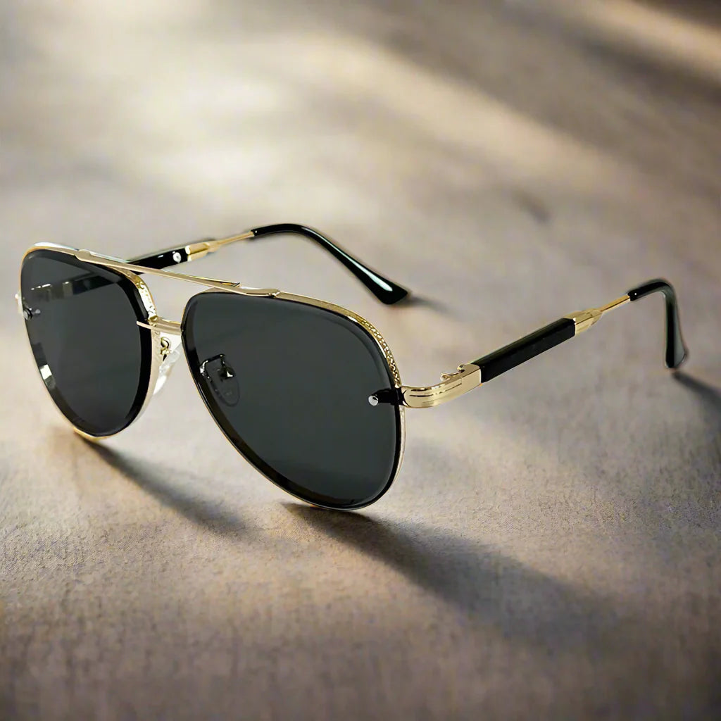 Herren-Sonnenbrille | Ovales Vintage-Design | Polarisierte Gläser & UV400 | Edelstahlrahmen