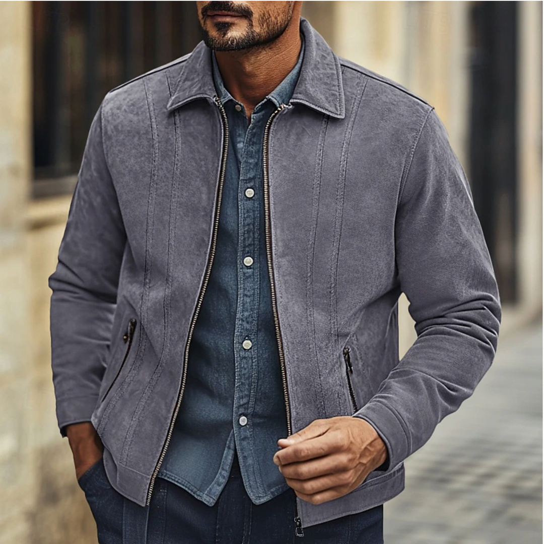 Schicke und bequeme Wildlederjacke für Männer mit lässigem Stil und einzigartigem Design | Olivier