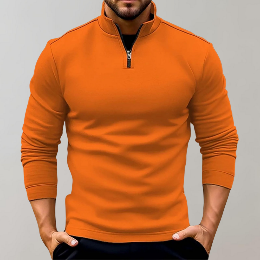 Schicker High-Collar-Pullover mit halbem Reißverschluss für Männer mit gemütlichem Komfort und modernem Stil | Jonathan
