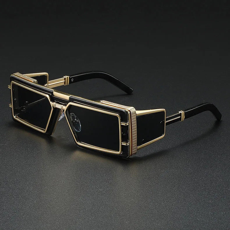 Herren-Sonnenbrille | Steampunk Square Design | Luxus Metall & UV Schutz | Vintage Style