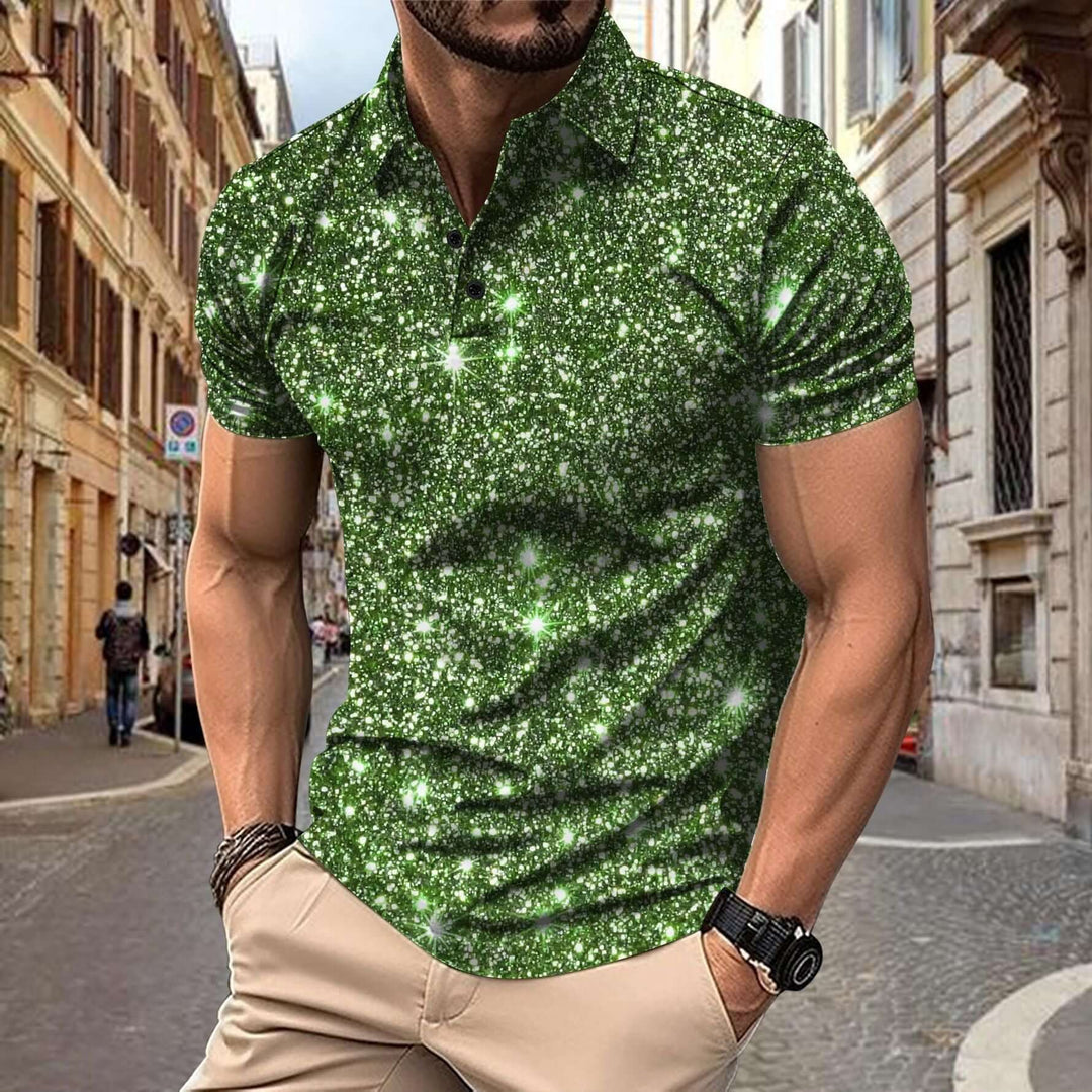 Herren-Poloshirt | Digitaler Sternendruck | Streetstyle & Sommerlook | Polyester