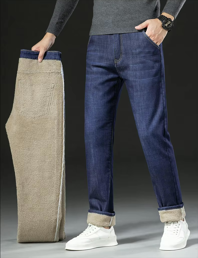 Stylische Denim-Jeans mit Fleece-Futter für Männer mit überlegener Wärme und Komfort | Rich