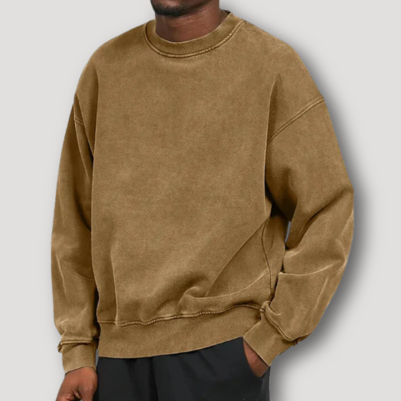 Vintage-inspirierter Relaxed Fit Pullover mit Rundhalsausschnitt und langen Ärmeln für Männer | Timo