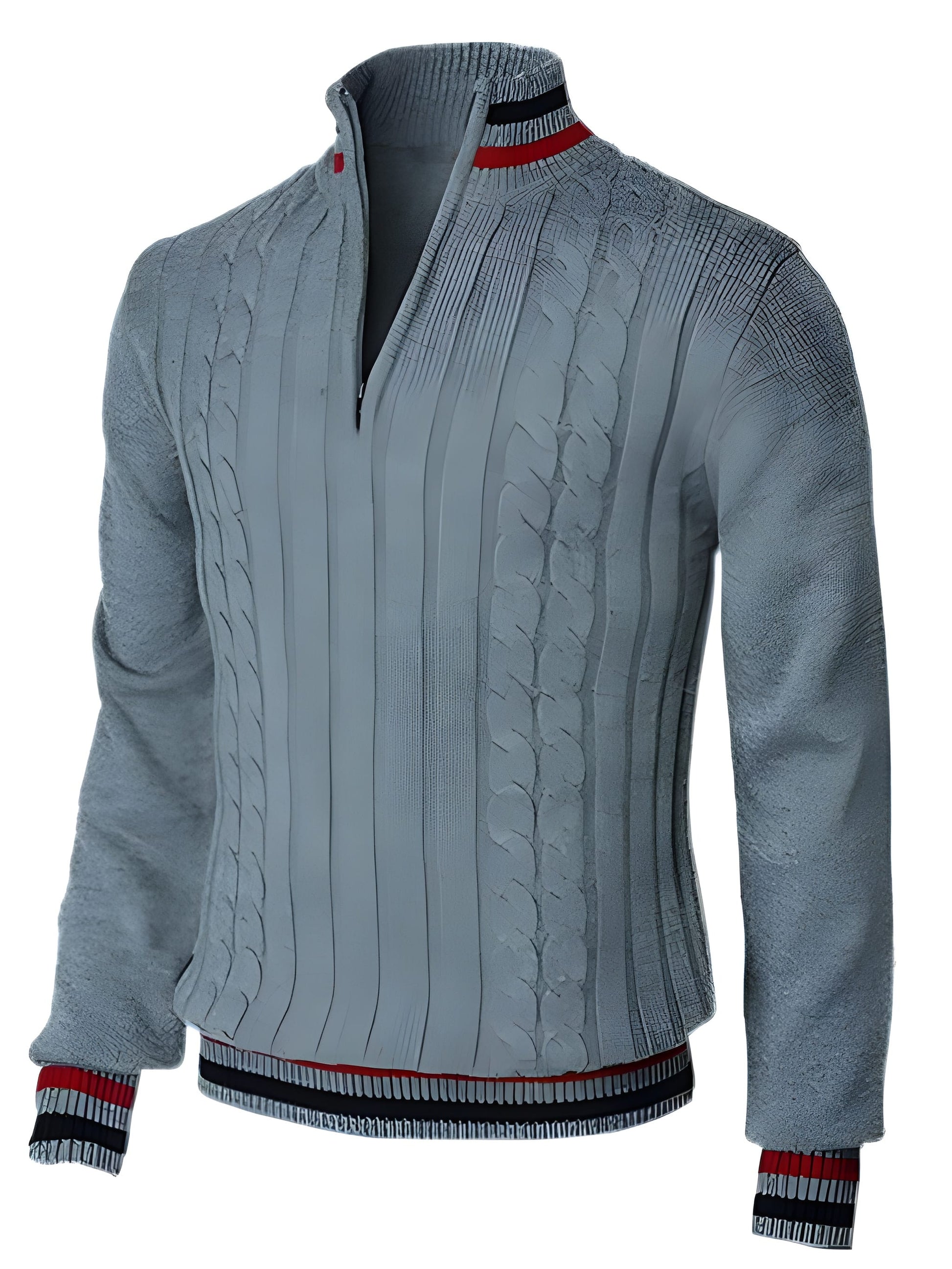 Herren - Pullover - Grob gestricktes - Polyester - Schmale Passform mit Reißverschlüssen für stilvolle Eleganz