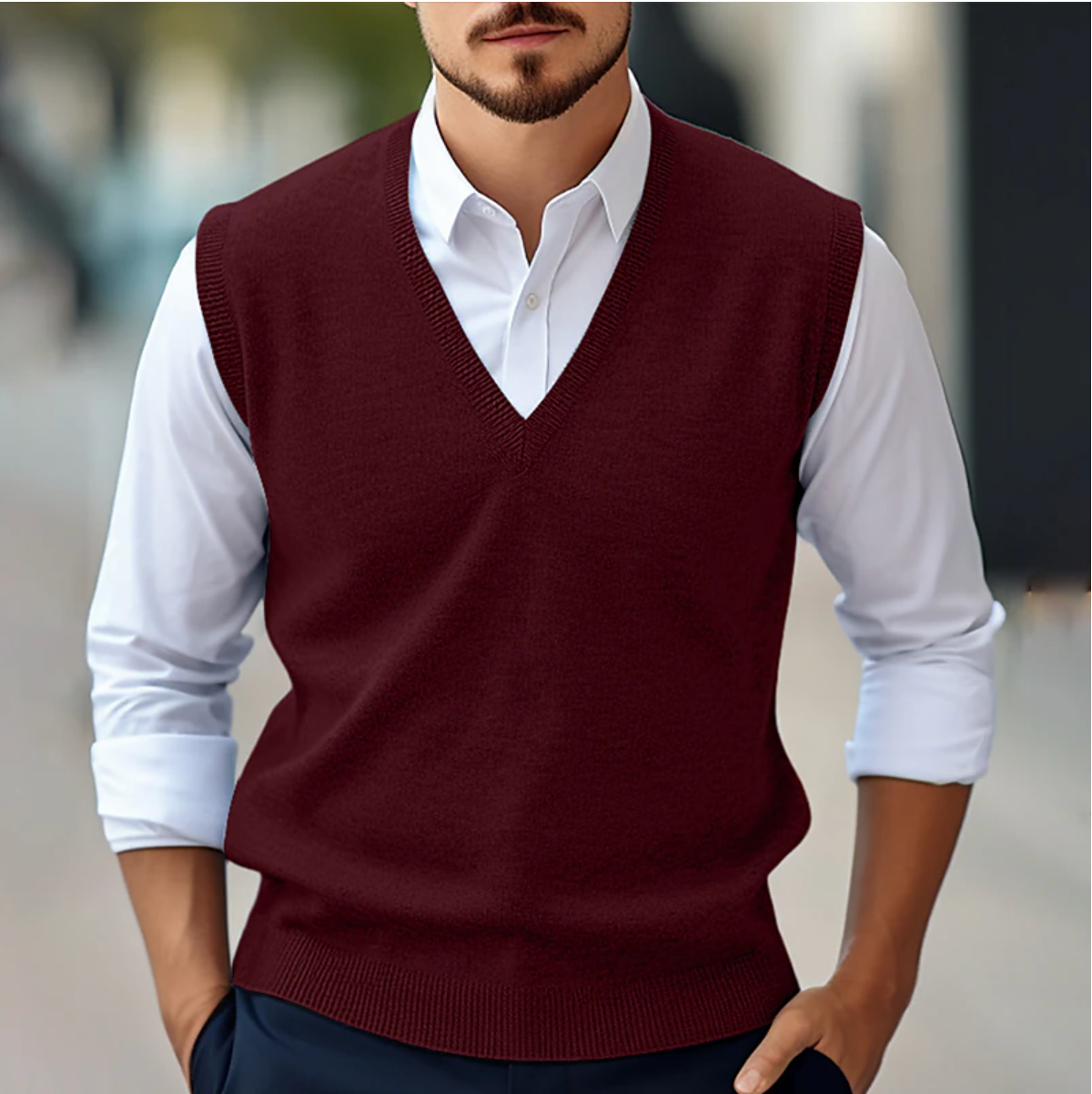 Ärmelloser Pullover mit V-Ausschnitt für mühelosen Stil und vielseitigen Komfort | Dennis
