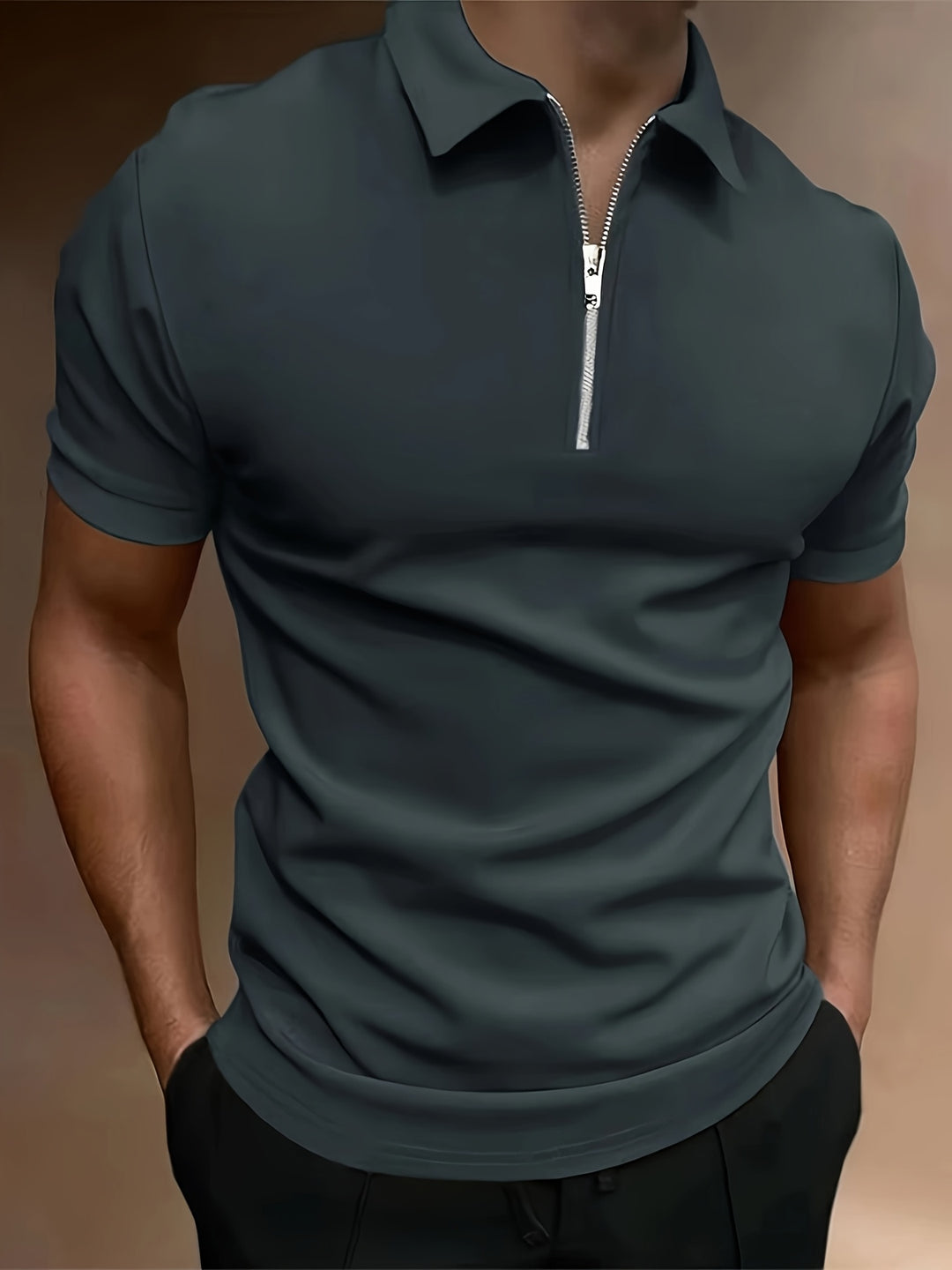 Herren-Golf-Shirt | Stretch & Reißverschluss | Lässig & Stylisch | Unifarben