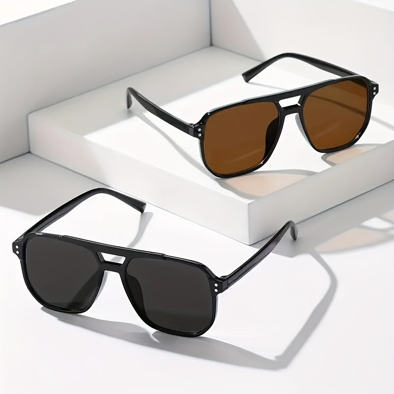 Herren-Sonnenbrille | Doppelter Steg & Sportliches Design | Entspiegelte Gläser | 2er-Set