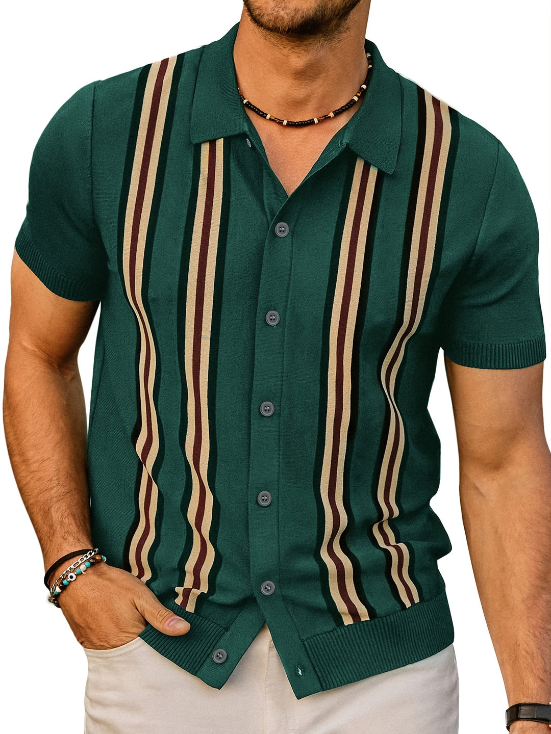 Herren-Poloshirt | Vintage Striped | Slim Fit & Stretch | Casual & Golf