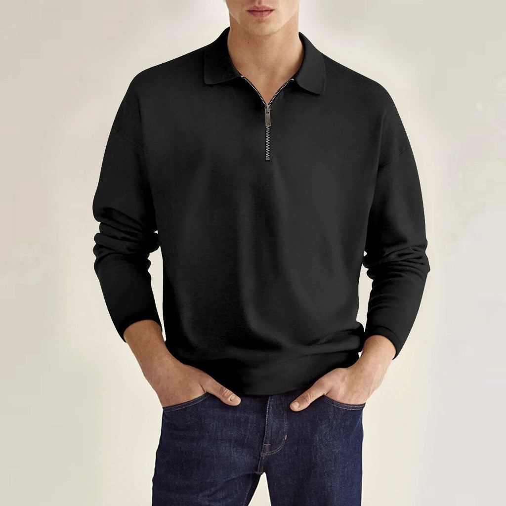 Klassisches Langarm-Poloshirt mit Reißverschluss für Männer mit urabn Eleganz und einzigartigem Design | Luuk