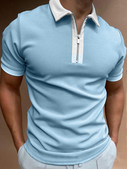 Herren-Polo | Retro-Reißverschluss-Design | Einzigartiges Muster & Modern Casual | Polyester Summer Style