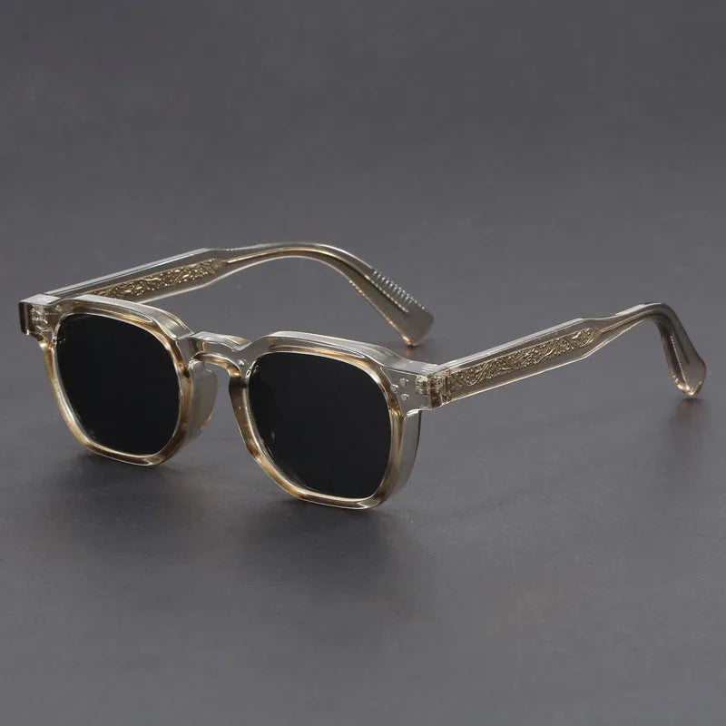 Herren-Sonnenbrille | Dicke rechteckige Form | Handgefertigtes Acetat | UV400 & verstärkte Scharniere