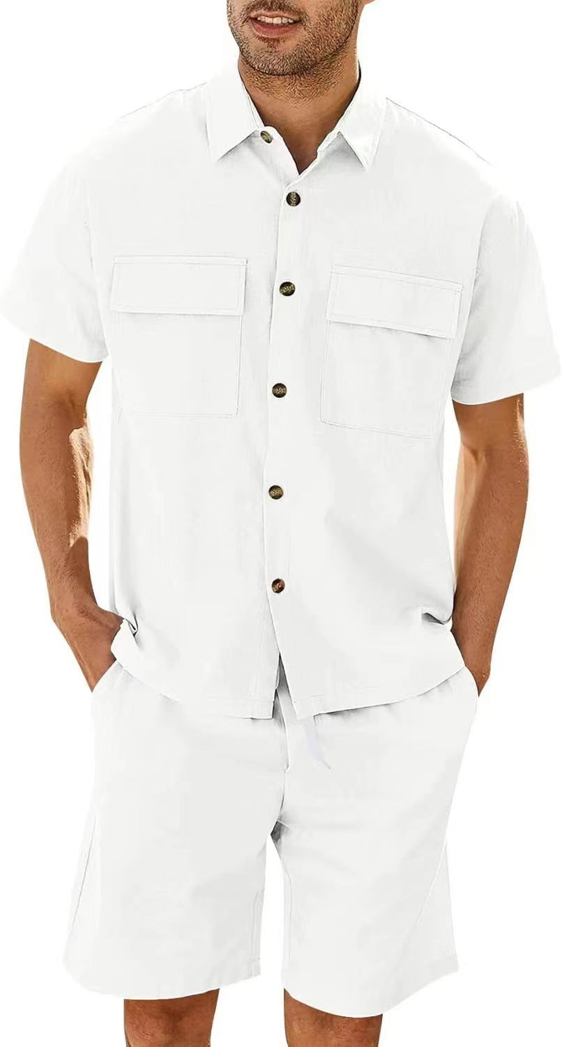 Herren-Set | Rippengewebe & Cargo-Details | Leicht & atmungsaktiv | Streetwear-Sommerlook