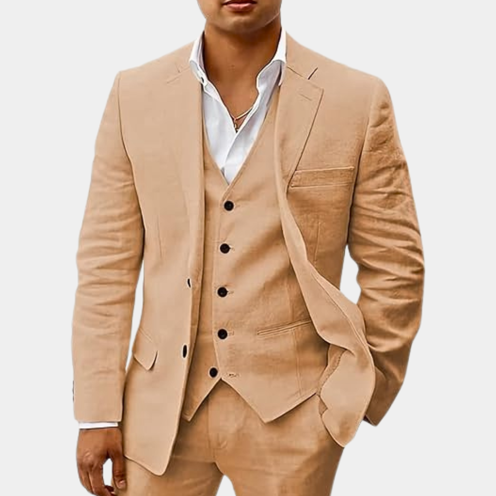 Herren Leinenanzug | 3-teilig | Klassisch & Atmungsaktiv | Hochzeit & Sommerlook