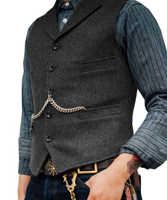 Elegante und stilvolle Herren Strickjacke mit V-Ausschnitt und Fischgrätenmuster | Fabian