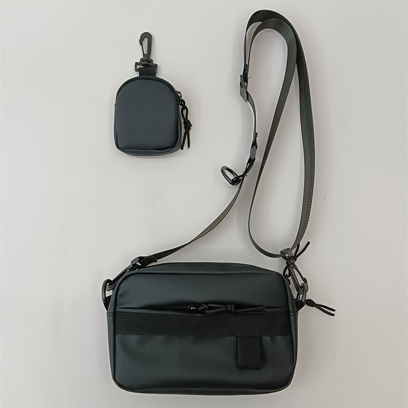 Umhängetasche für Männer | Kompaktes & schlankes Design | Handytasche & verstellbarer Riemen | Grünes Nylon