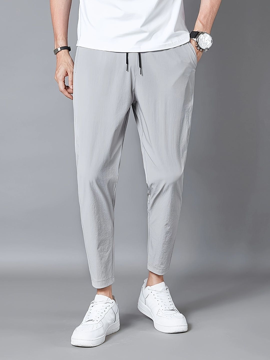Herrenhosen | Leichtes Polyester | Atmungsaktiv & Stretch | Kordelzug am Bund