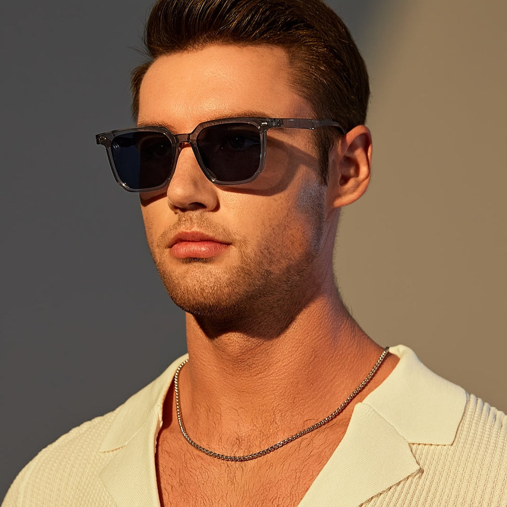 Herren-Sonnenbrille | Vintage Square Frame | Langlebig & leicht | Casual Eyewear
