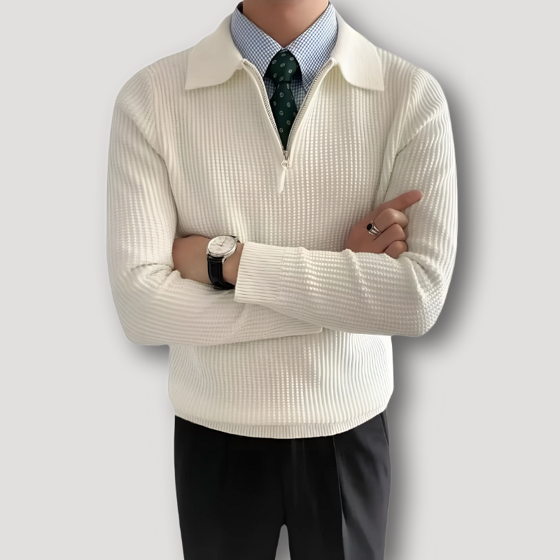 Retro-inspirierter Pullover mit halbem Reißverschluss für Männer mit zeitlosem Stil und Komfort | Zari